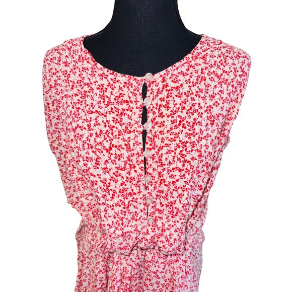 Free People One Fine Day Floral-Print Mini Dress Red White Romantic Cottage Core - Picture 4 of 14